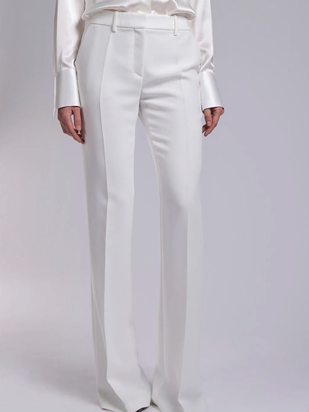 Barbara Bui IVORY CREPE BOOTLEG TROUSERS French Designer Luxury Pants Small S